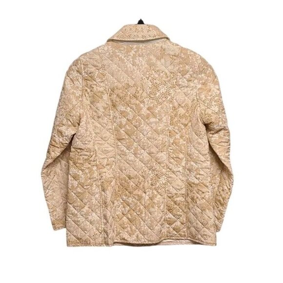 Chicos Womens Size 8/10 Beige Lace Print Quilted Button Up Barn Jacket G… - Picture 4 of 9